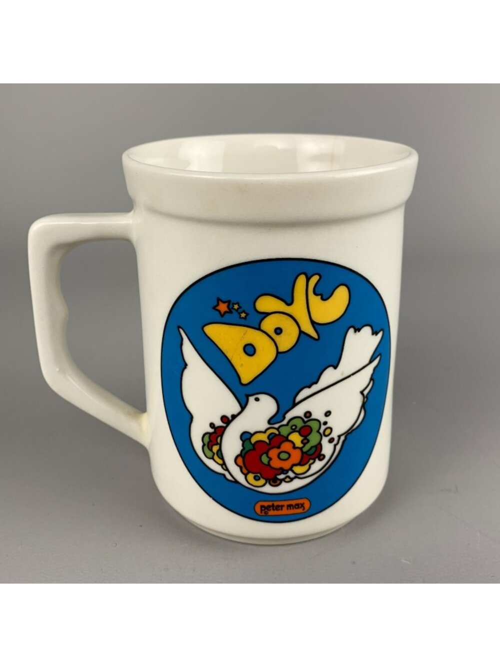 Peter Max Dove Mug Iroquois China Vintage 1960s Hairline Crack & Flaws